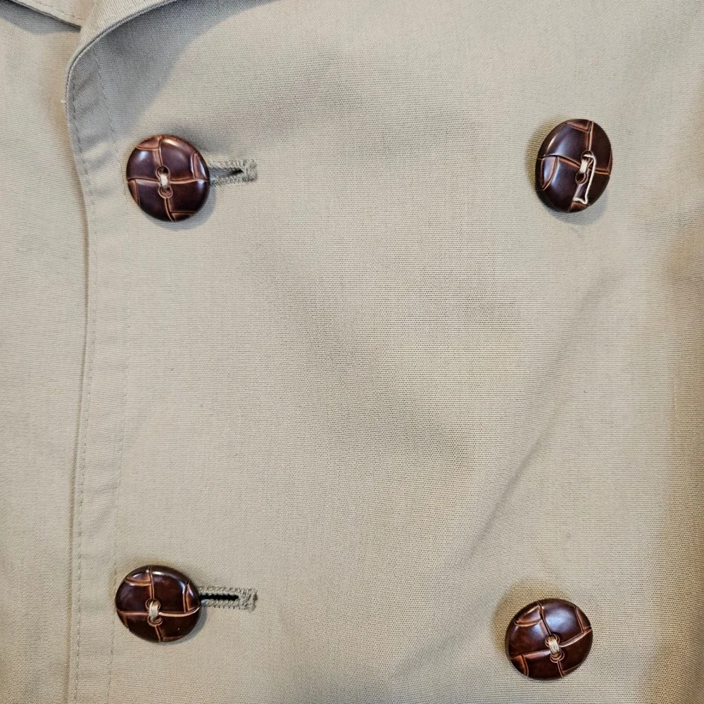 Vintage Sears Double Breasted Trench Coat Belted Mens 42 Beige Tan Detective